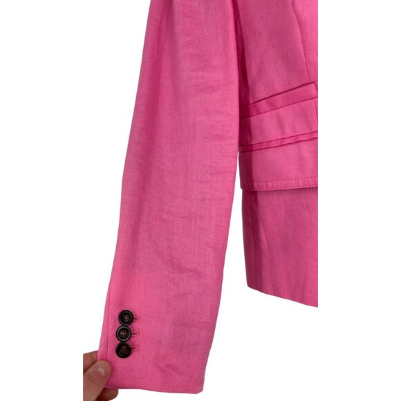 J. Crew Schoolboy Long Sleeve 2 Button Pink Linen Womens Blazer Size 2 - Picture 5 of 10